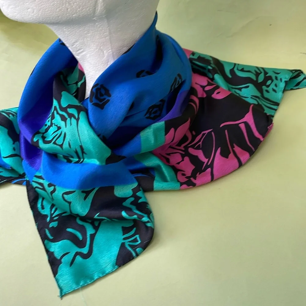 Vintage multicolored silk scarf